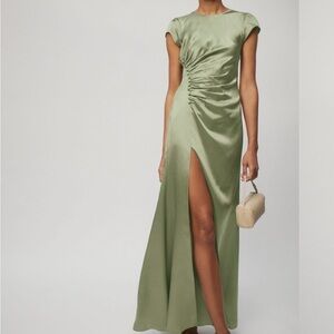 Reformation Birch silk dress in Artichoke